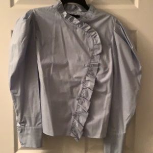 Zara xl womens button down shirt in light blue